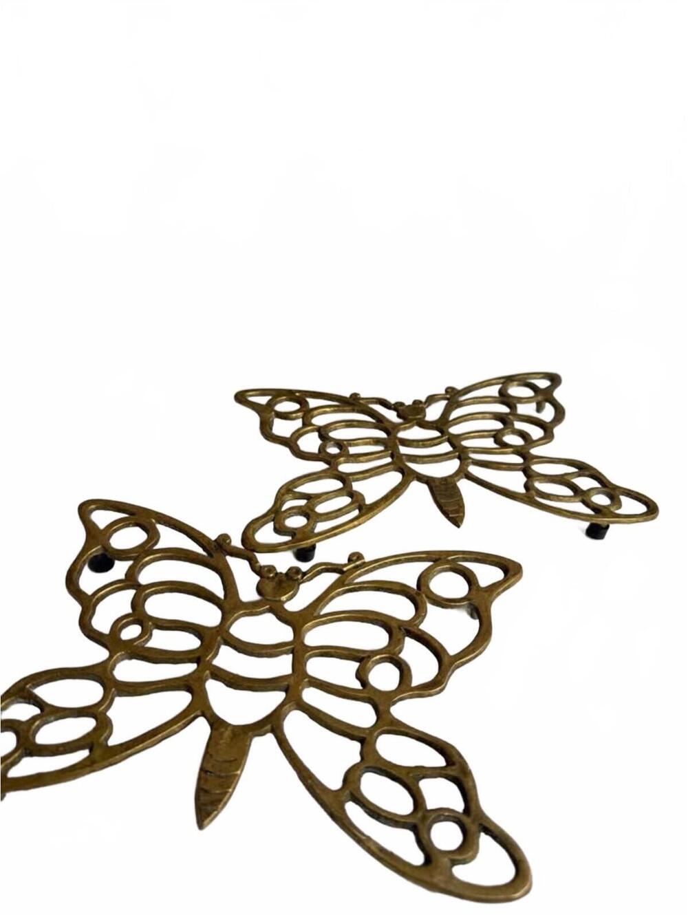 Pair of Vintage Brass Butterfly Trivets Mid Century Modern